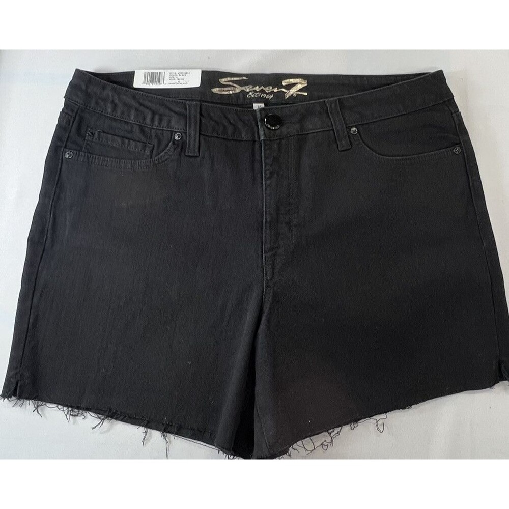 Seven7 Womens Size 16 Black 5 Pocket 5" inseam Raw Hem Denim Jean Weekend Shorts